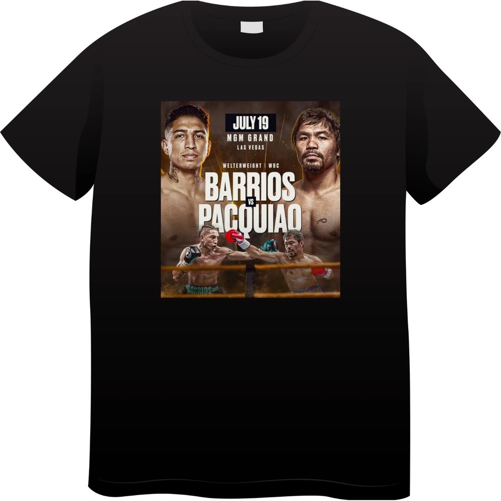 Pacquiao Vs Barrios Fight T Shirt Black Adult Unisex XL